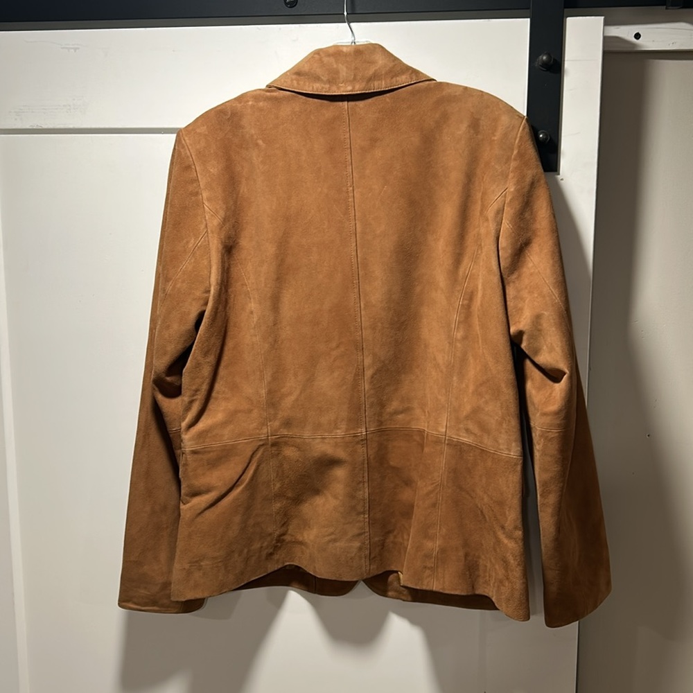 BNWOT Cole Haan suede brown blazer, size Large with 3 pockets - Picture 2 of 7